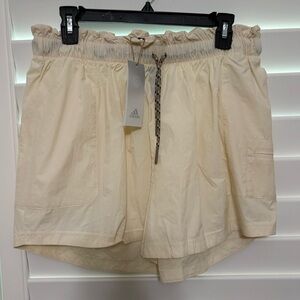 Adidas Cream Athletic Shorts Lightweight Elastic Waist